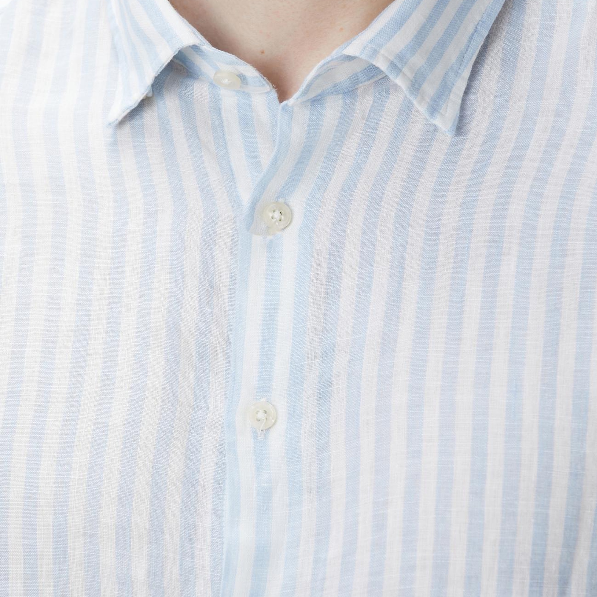 Network Erkek Mavi Beyaz Keten Gömlek