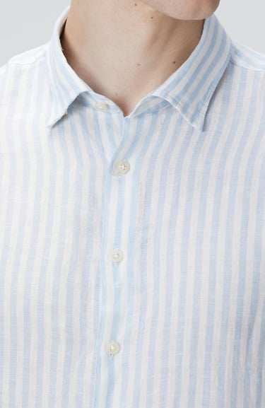  Network Erkek Mavi Beyaz Keten Gömlek