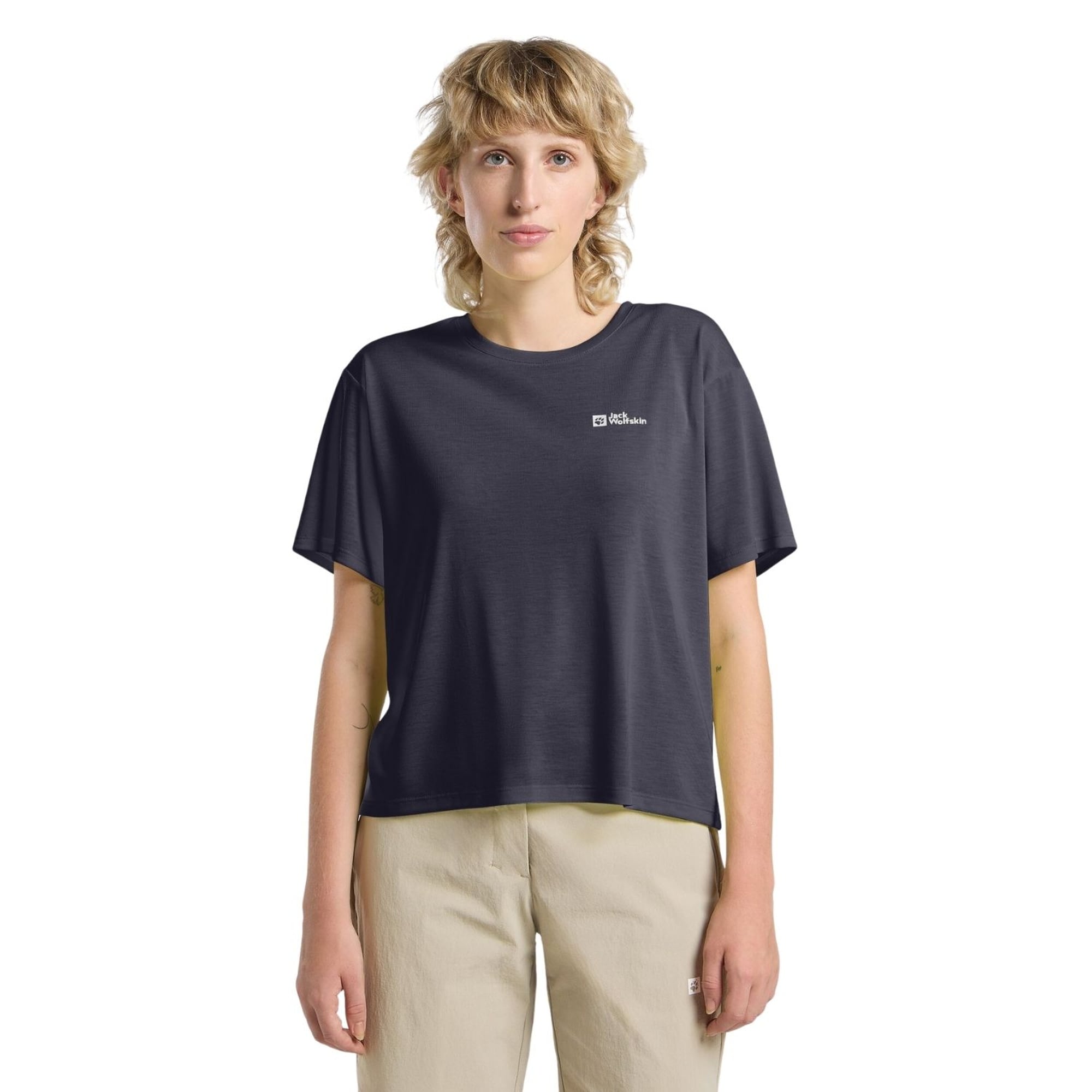 Jack Wolfskin Vonnan Crop T Kadın Mavi Tişört