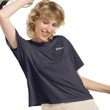  Jack Wolfskin Vonnan Crop T Kadın Mavi Tişört