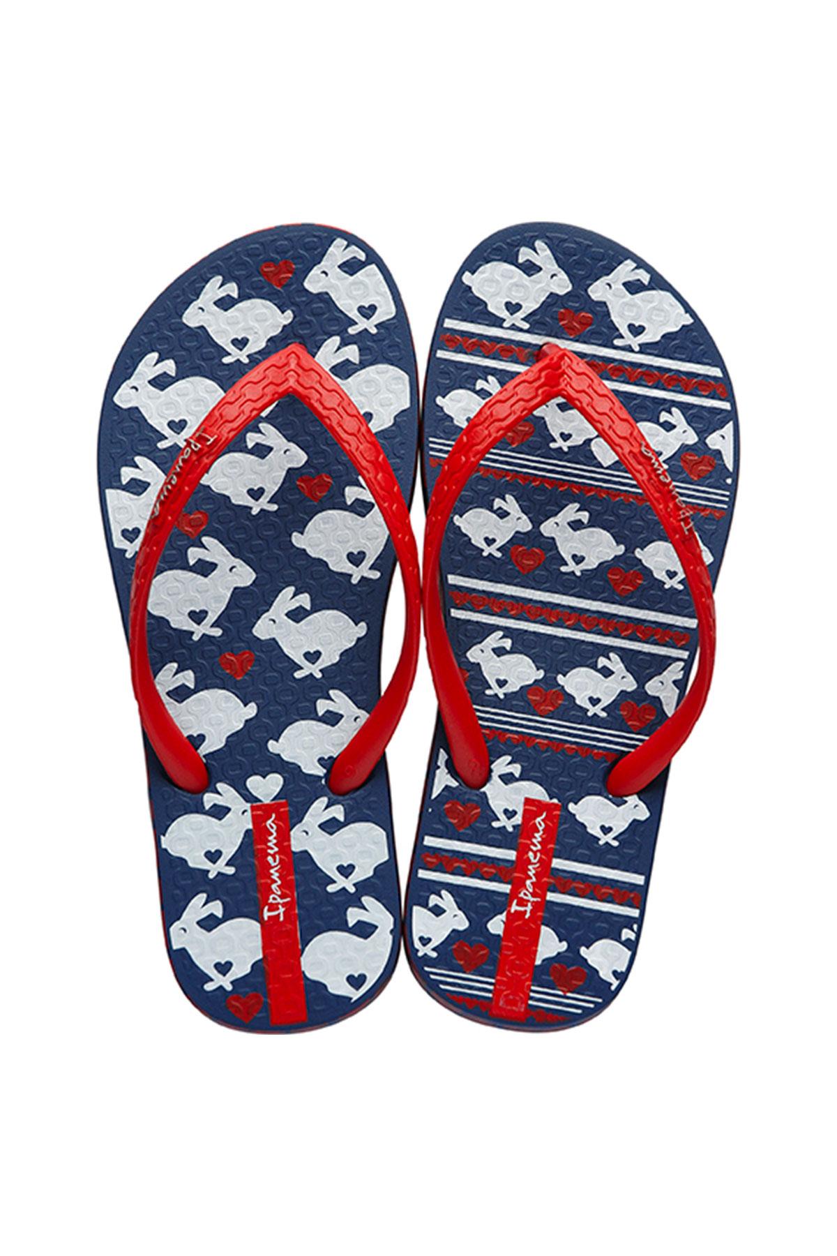  Unique II Çocuk Parmak Arası Terlik Mavi Kırmızı 25/36