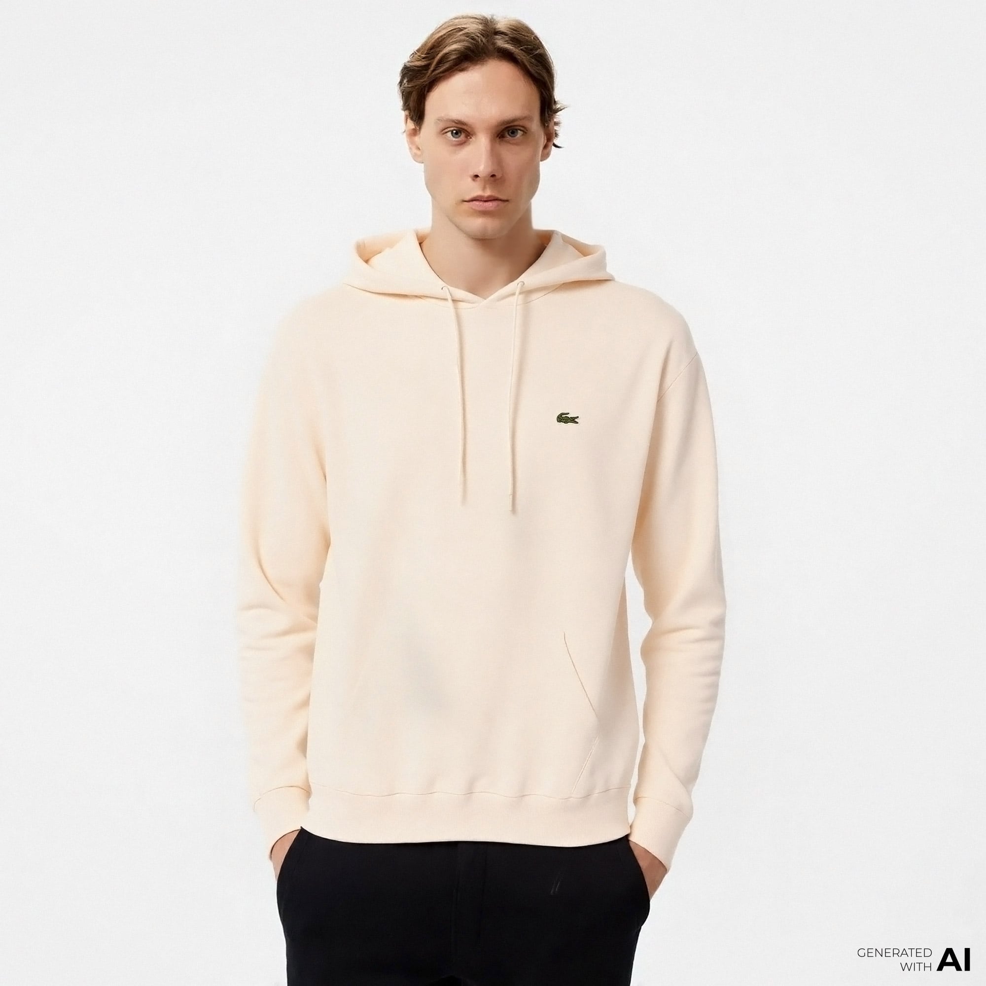  Lacoste Erkek Classic Fit Kapüşonlu Bej Sweatshirt