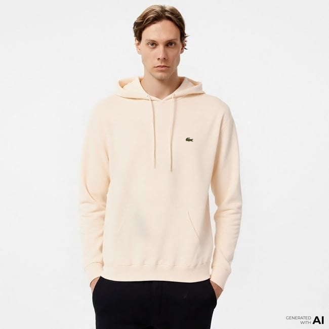  Lacoste Erkek Classic Fit Kapüşonlu Bej Sweatshirt