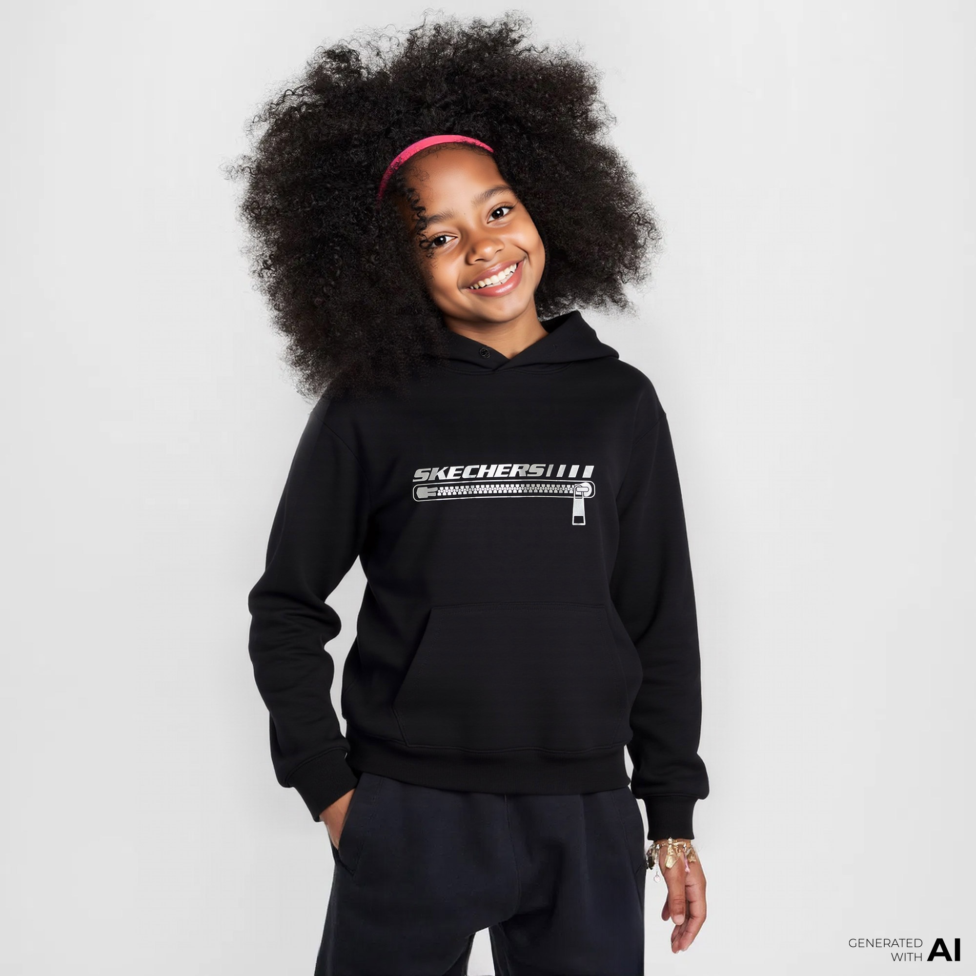 Skechers B 2Xi-Lock Çocuk Siyah Hoodie