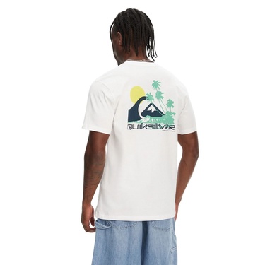  Quiksilver Palm Lines Erkek Beyaz Tişört