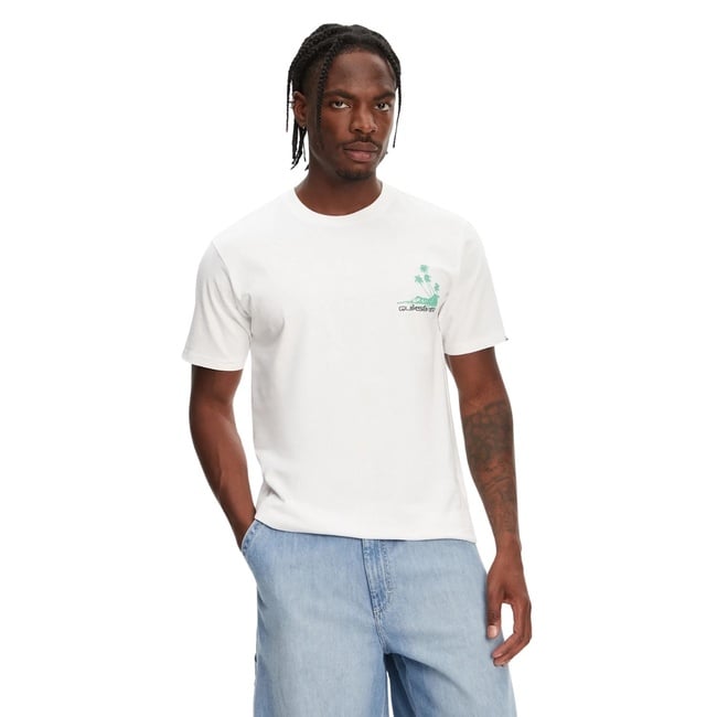  Quiksilver Palm Lines Erkek Beyaz Tişört