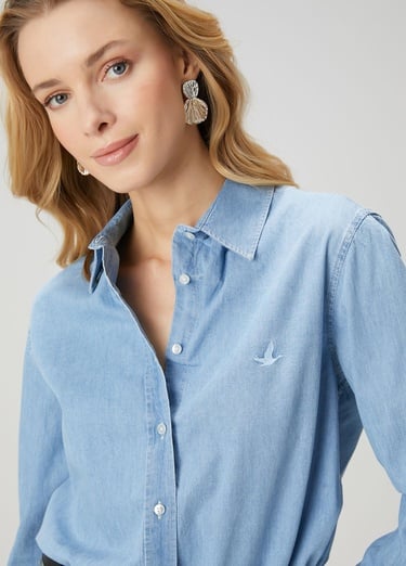  Beymen Club Kadın Mavi Denim Gömlek