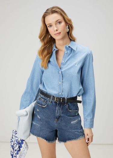  Beymen Club Kadın Mavi Denim Gömlek