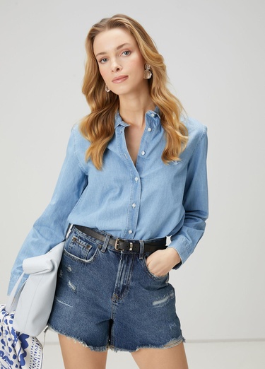 Beymen Club Kadın Mavi Denim Gömlek