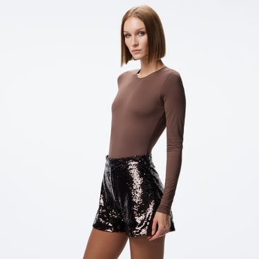  Fabby Sequin Kadın Kahverengi Payetli Şort