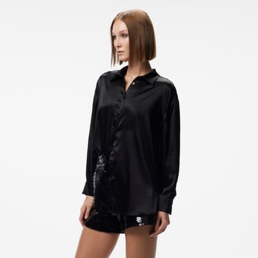  Fabby Silk Kadın Siyah İpek Gömlek