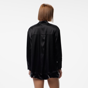  Fabby Silk Kadın Siyah İpek Gömlek