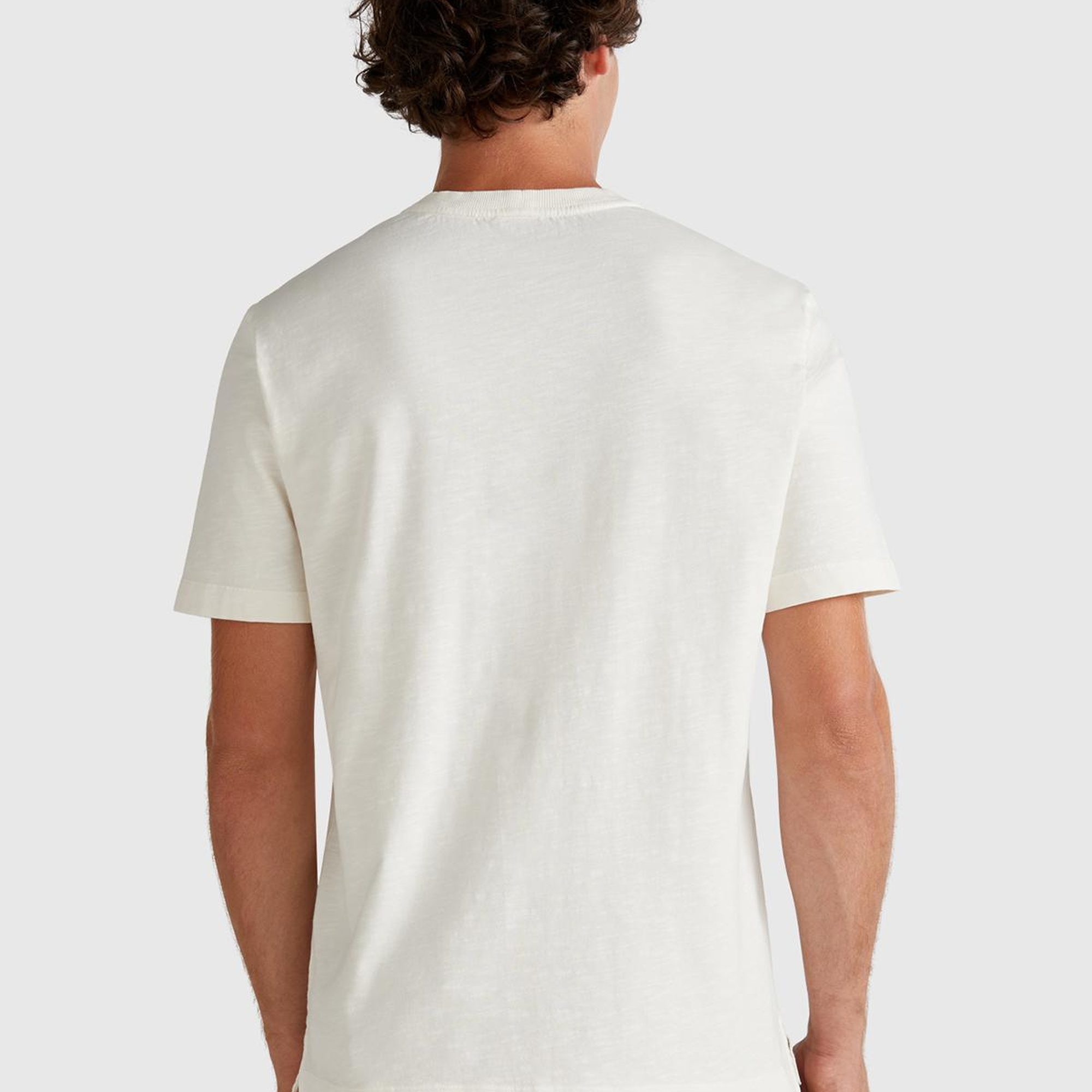 Erkek Taş Rengi %100 Koton Bisiklet Yaka Slub T-Shirt