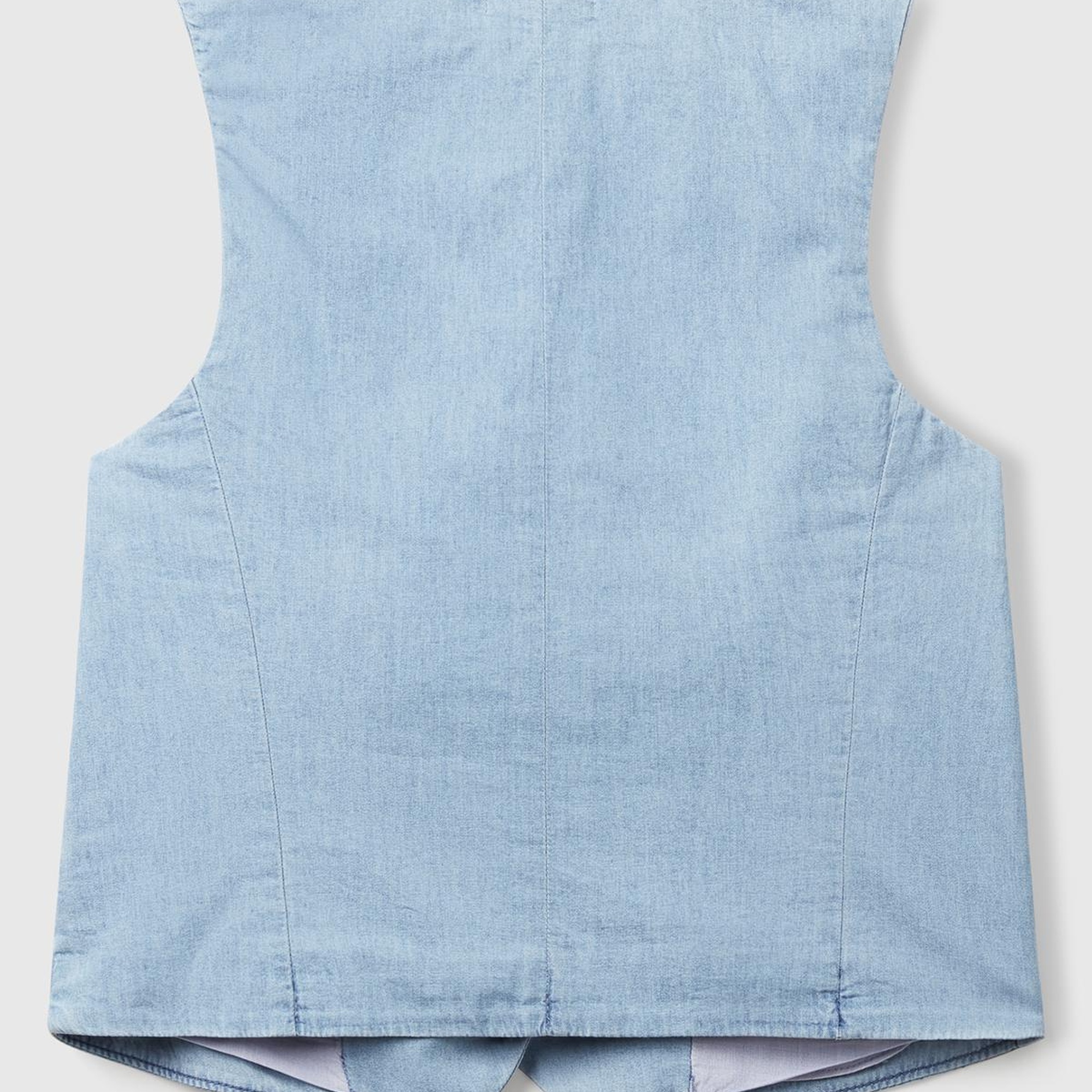 Kadın Açık Mavi %100 Koton Şamre Denim Yelek