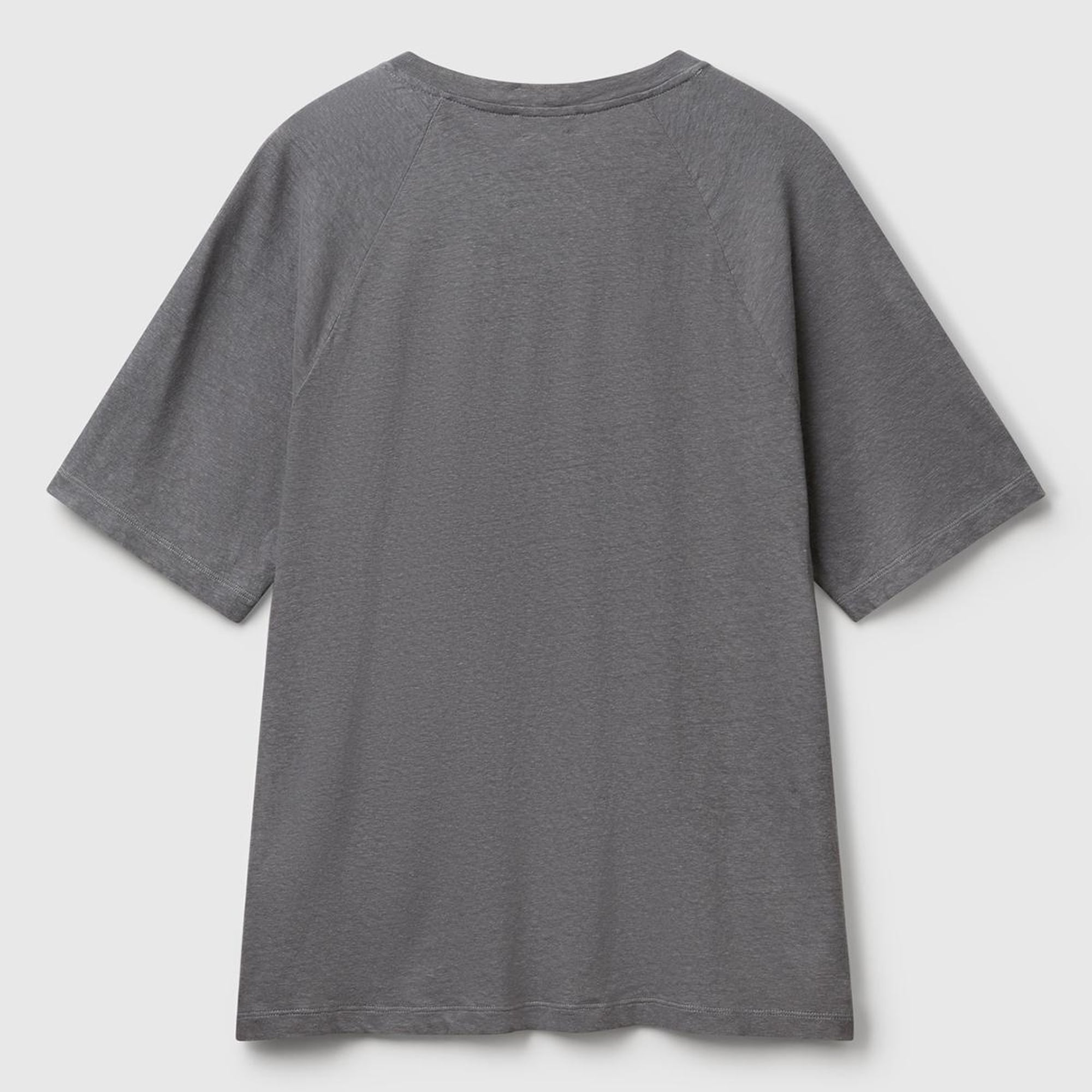 Erkek Antrasit Pamuk ve Keten Karışımlı Reglan Kol Relax Fit T-Shirt