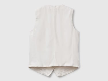  Kadın Beyaz Liyosel Karışımlı V Yaka Yelek