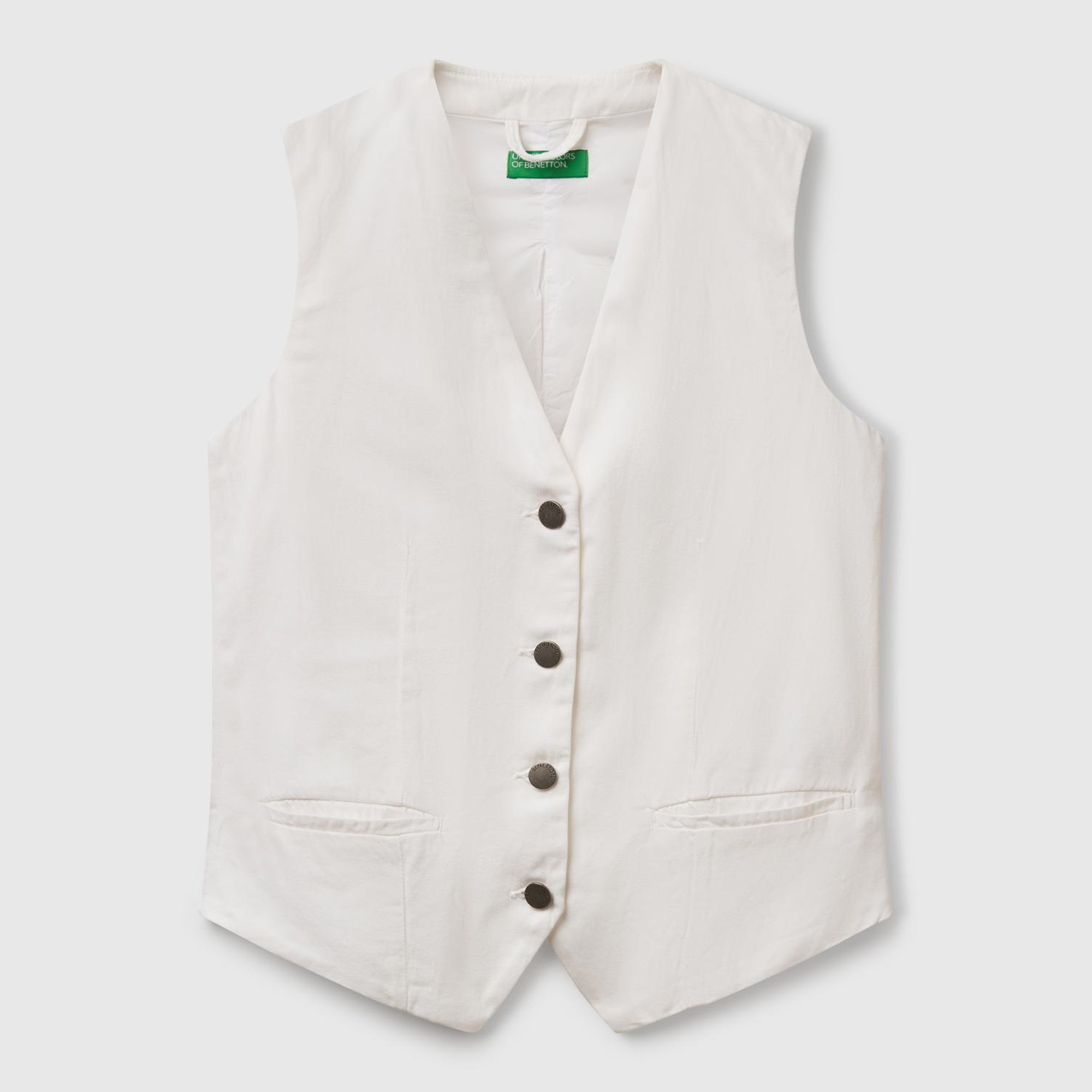 Kadın Beyaz Liyosel Karışımlı V Yaka Yelek