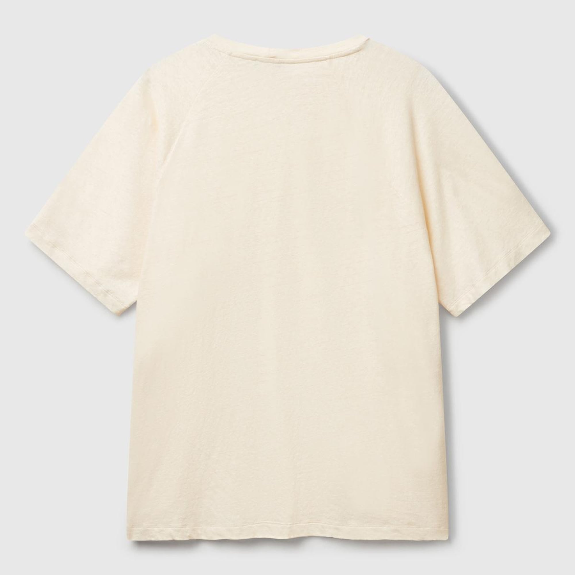 Erkek Taş Rengi Pamuk ve Keten Karışımlı Reglan Kol Relax Fit T-Shirt