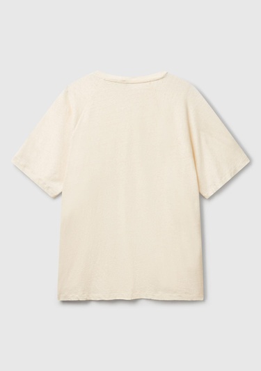  Erkek Taş Rengi Pamuk ve Keten Karışımlı Reglan Kol Relax Fit T-Shirt