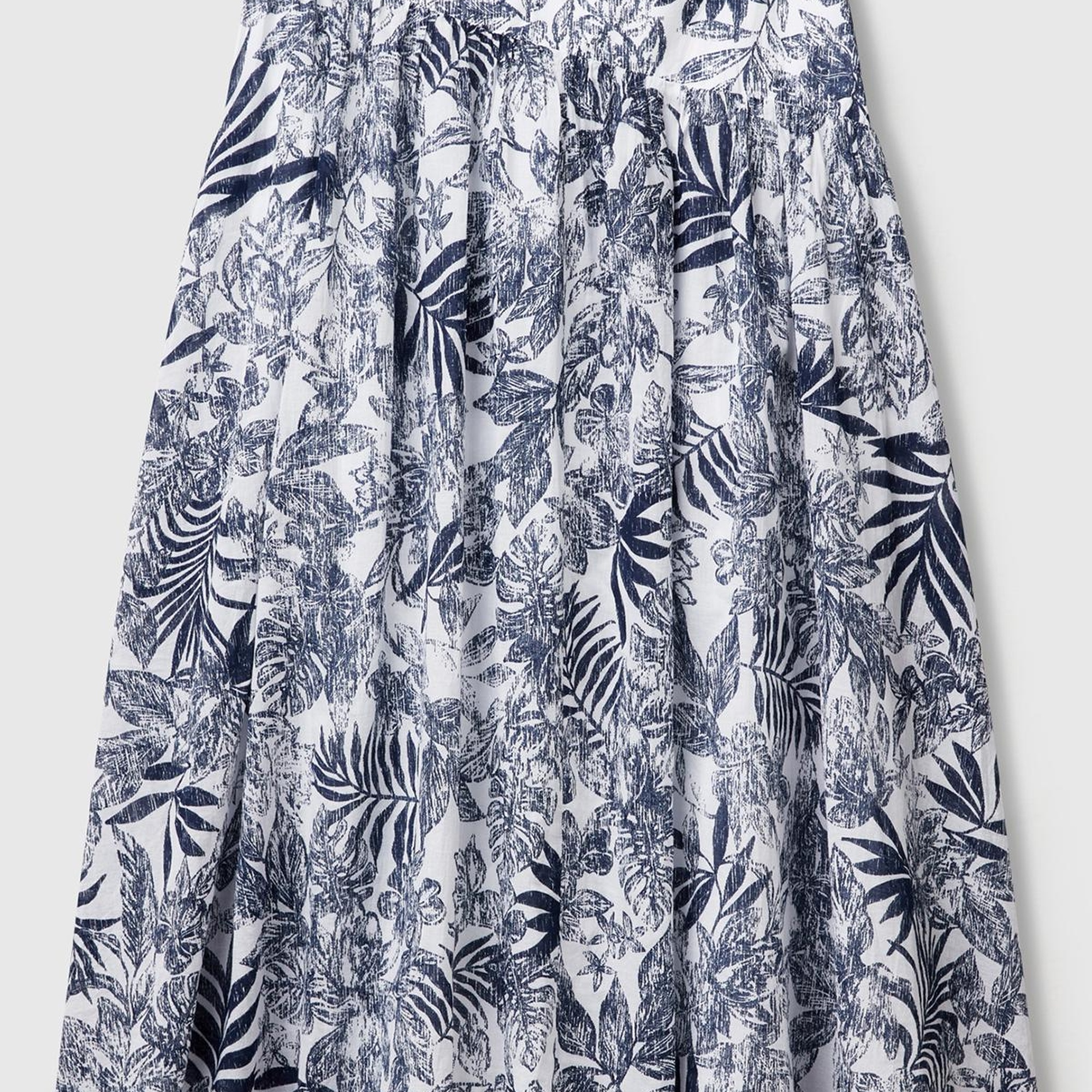 Kadın Mavi Mix %100 Koton Desenli Midi Boy Müslin Etek