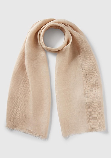  Kadın Taş Rengi %100 Keten Şal