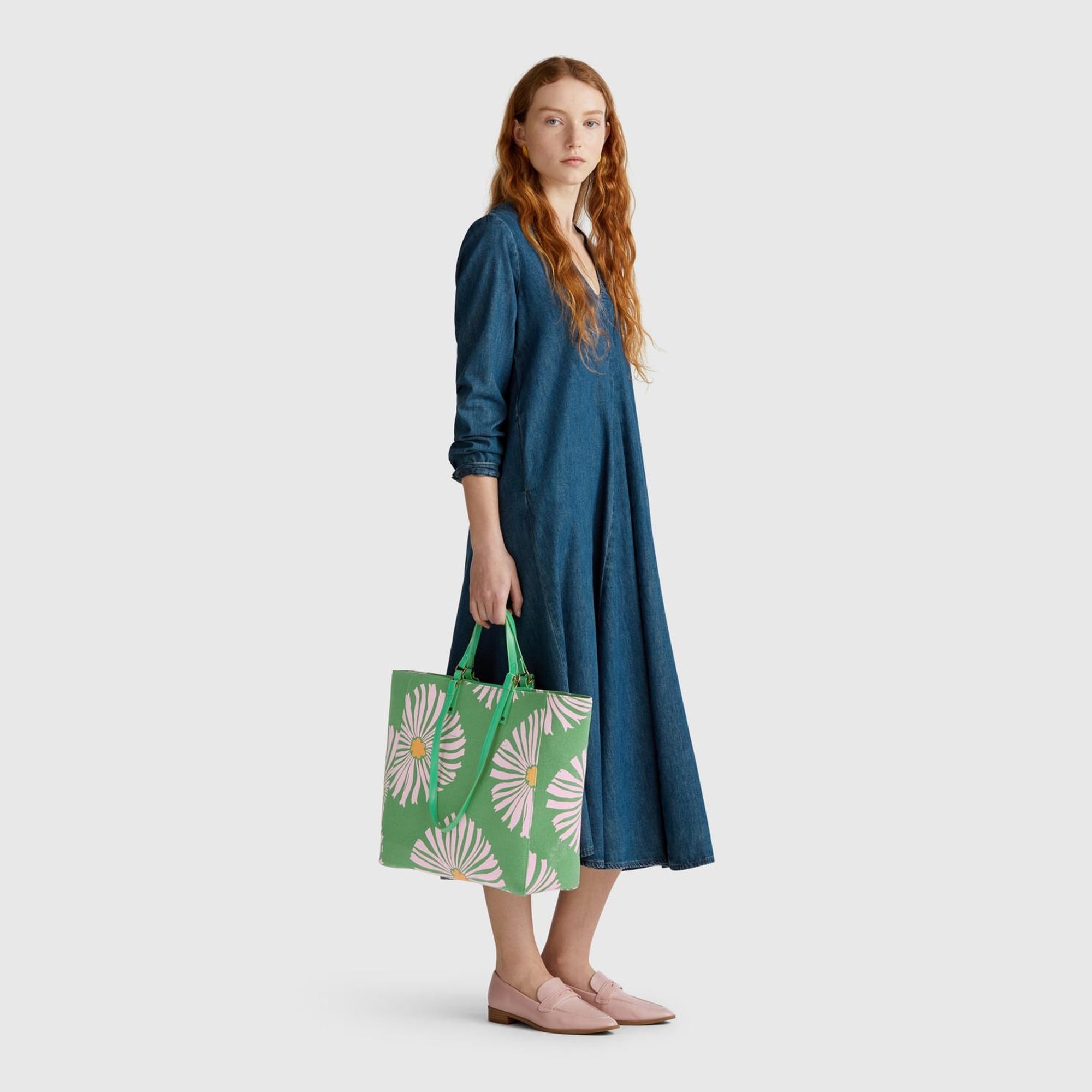 Kadın Yeşil Desenli Tote Çanta