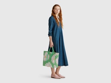  Kadın Yeşil Desenli Tote Çanta