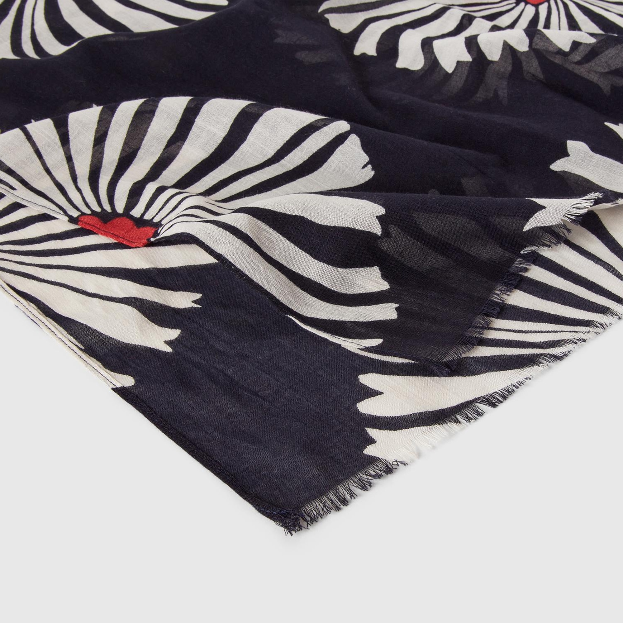 Kadın Lacivert Keten Karışımlı Desenli Şal