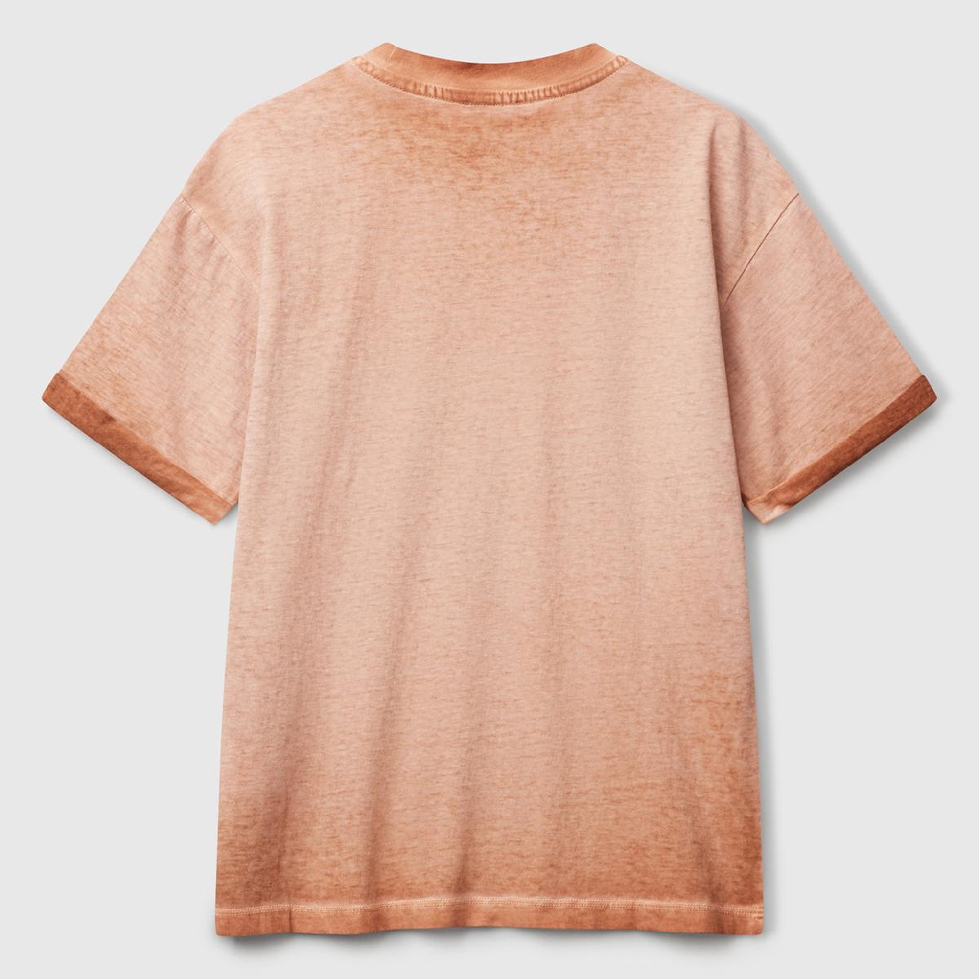 Erkek Çocuk Tarçın Soluk Efektli Logo İşlemeli Oversize T-Shirt