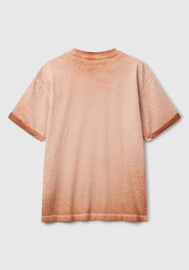  Erkek Çocuk Tarçın Soluk Efektli Logo İşlemeli Oversize T-Shirt