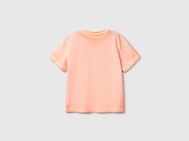  Erkek Çocuk Turuncu Soluk Efektli Logo İşlemeli Oversize T-Shirt