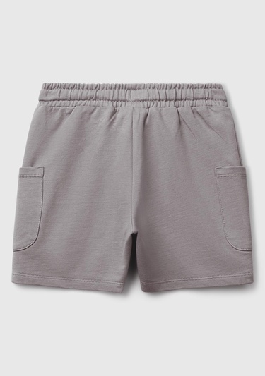  Erkek Çocuk Antrasit Beli Lastikli Kargo Cepli Şort