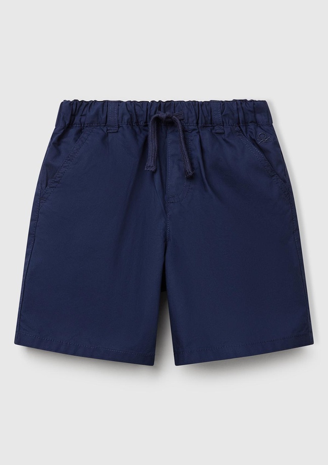  Erkek Çocuk Lacivert Beli Büzgü İpli Bermuda Şort