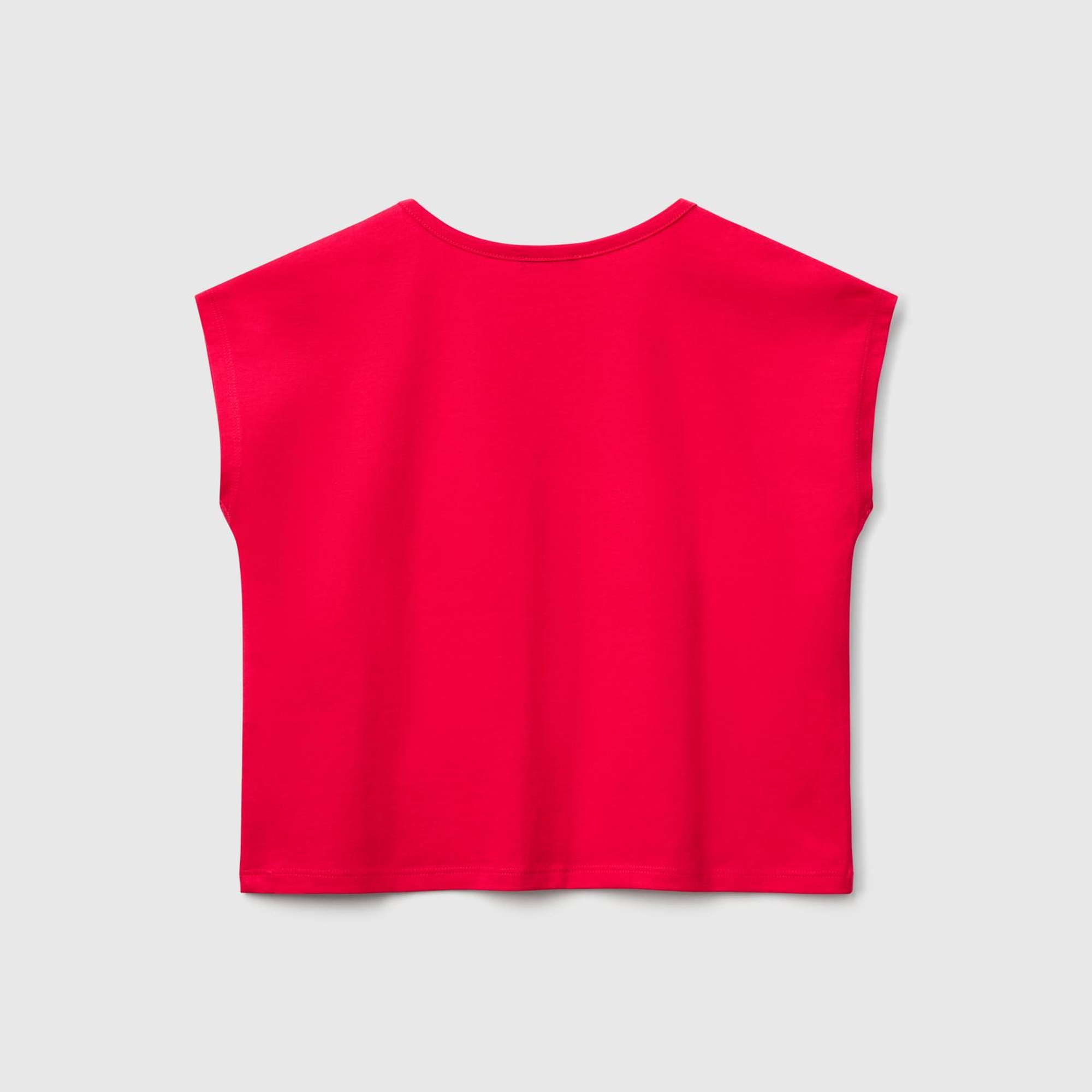 Kız Çocuk Fuşya Baskılı Payet İşleme Detaylı T-Shirt