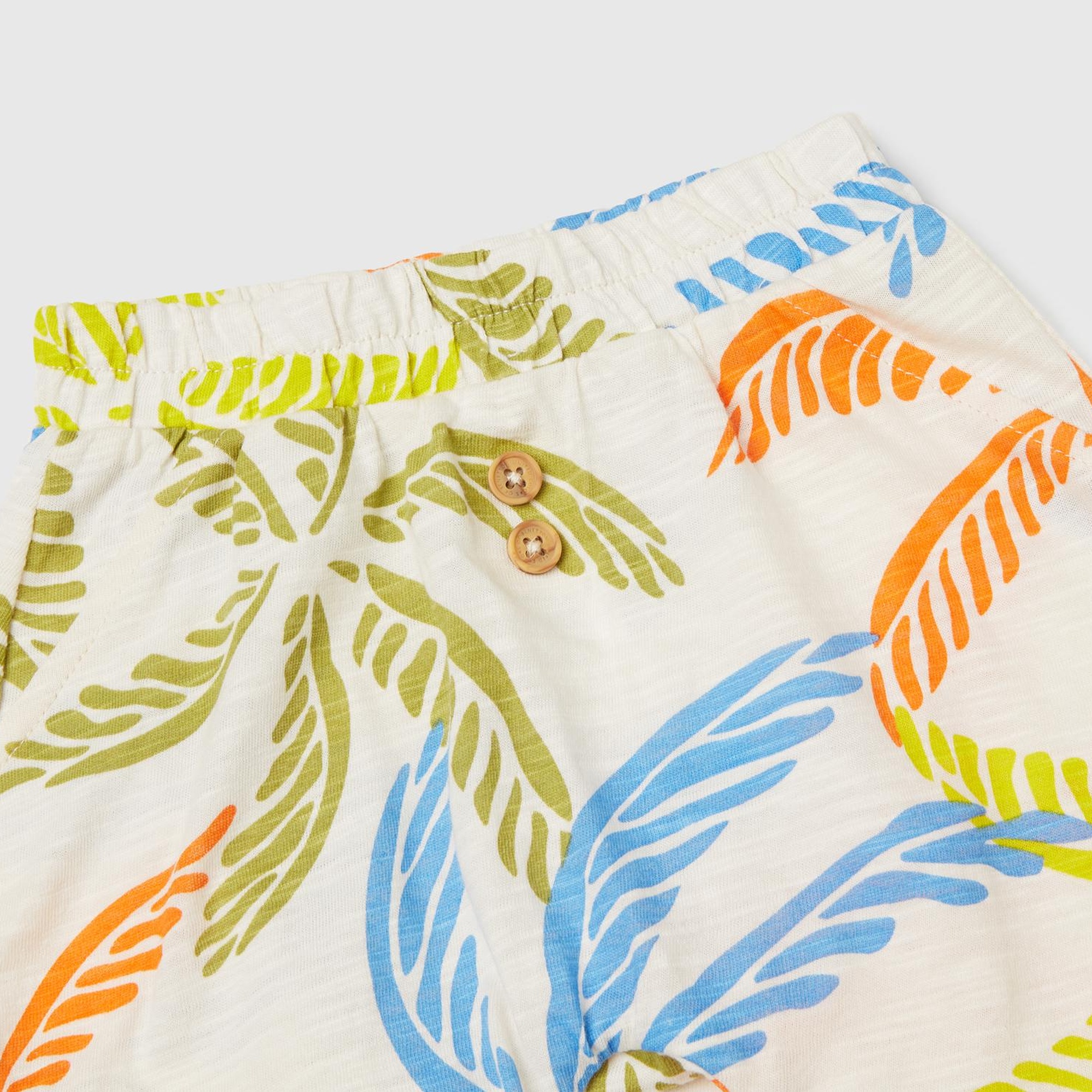 Bebek Ekru Baskılı Kimono Kollu T-Shirt ve Tamamı Desenli Şort Takım