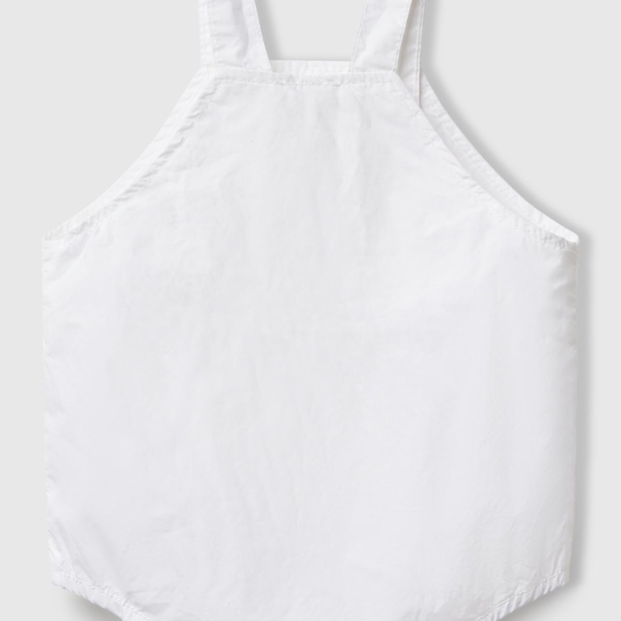 Bebek Beyaz Cebi Tavşan Logosu İşlemeli Lastikli Askılı Poplin Tulum