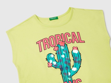  Kız Çocuk Sarı Baskılı Payet İşleme Detaylı T-Shirt