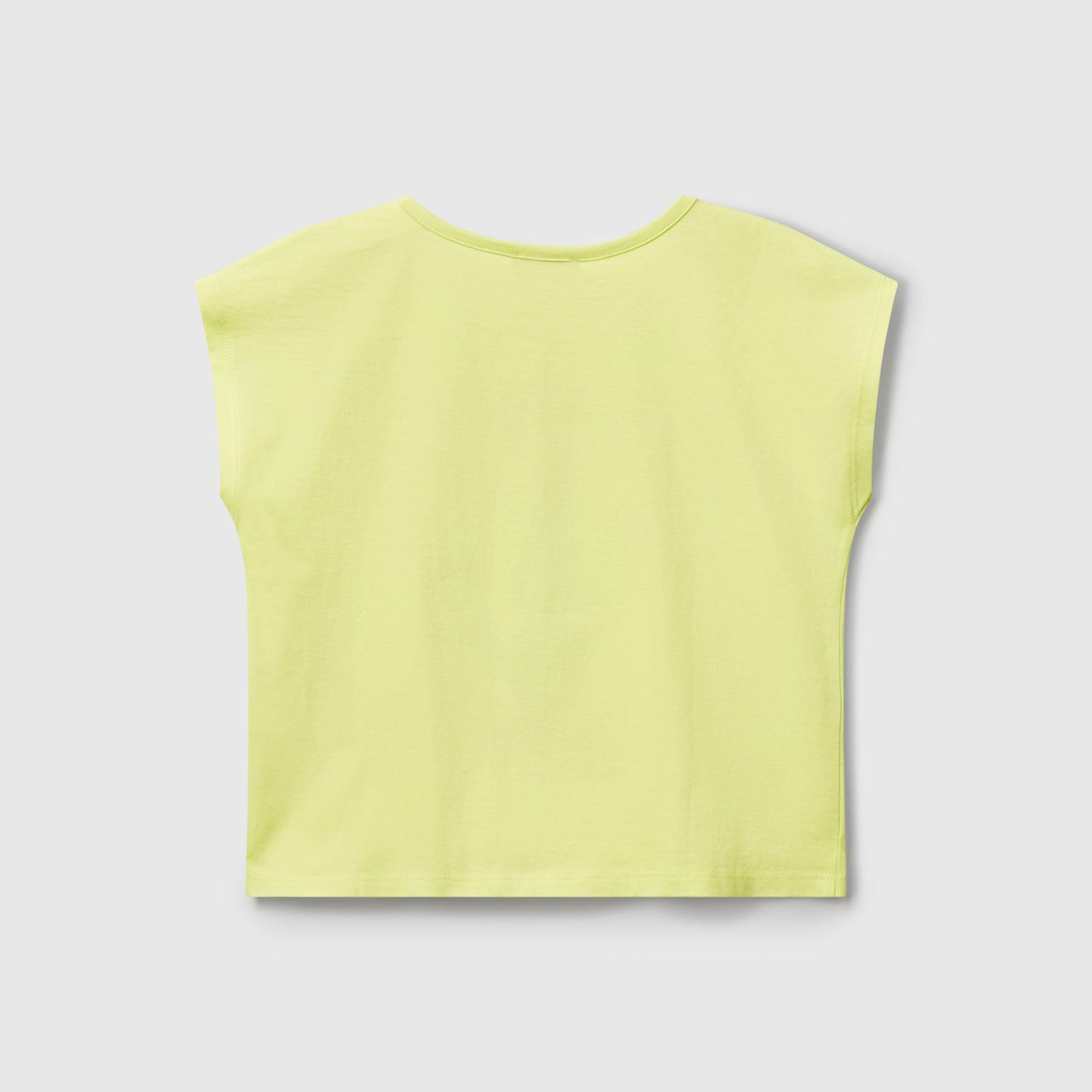 Kız Çocuk Sarı Baskılı Payet İşleme Detaylı T-Shirt