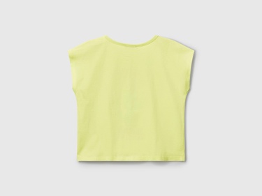  Kız Çocuk Sarı Baskılı Payet İşleme Detaylı T-Shirt