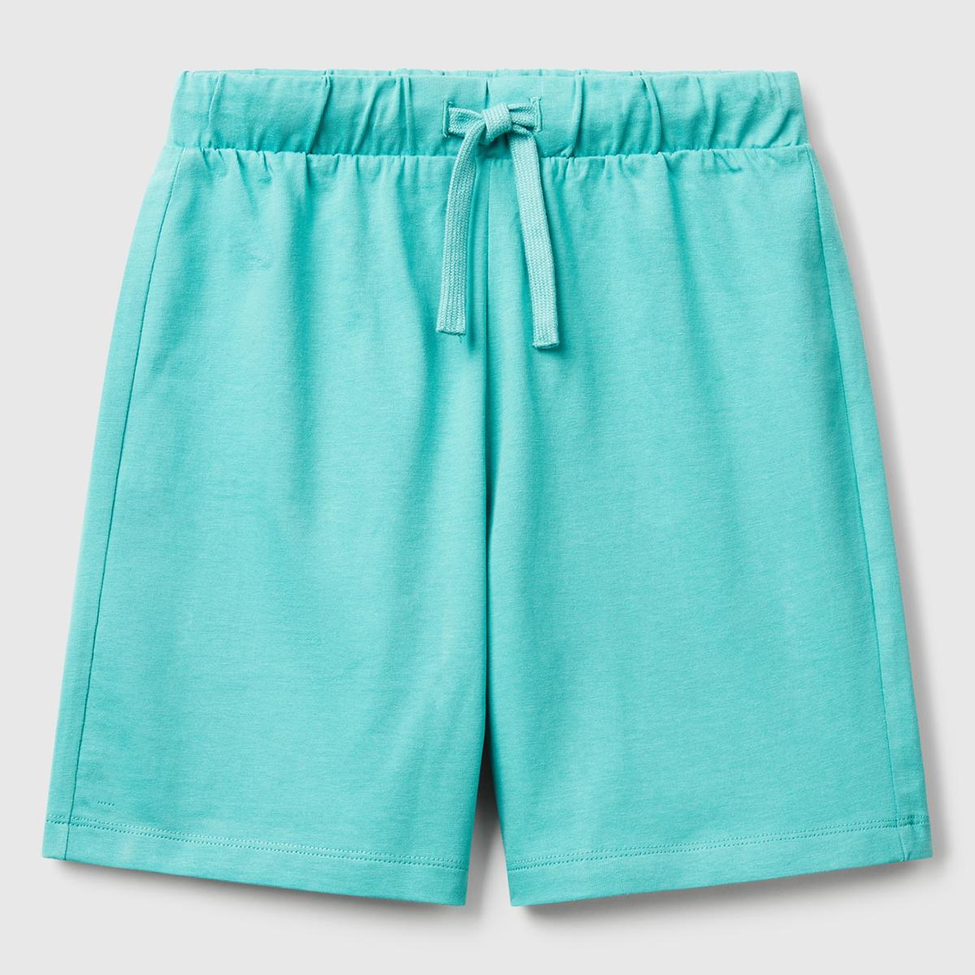 Erkek Çocuk Mint Yeşili Arka Cebi Logo Baskılı Beli İpli Şort