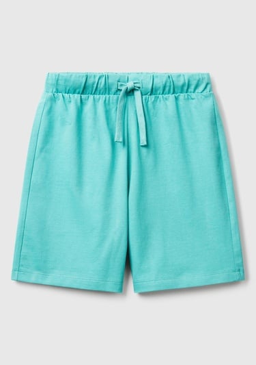  Erkek Çocuk Mint Yeşili Arka Cebi Logo Baskılı Beli İpli Şort