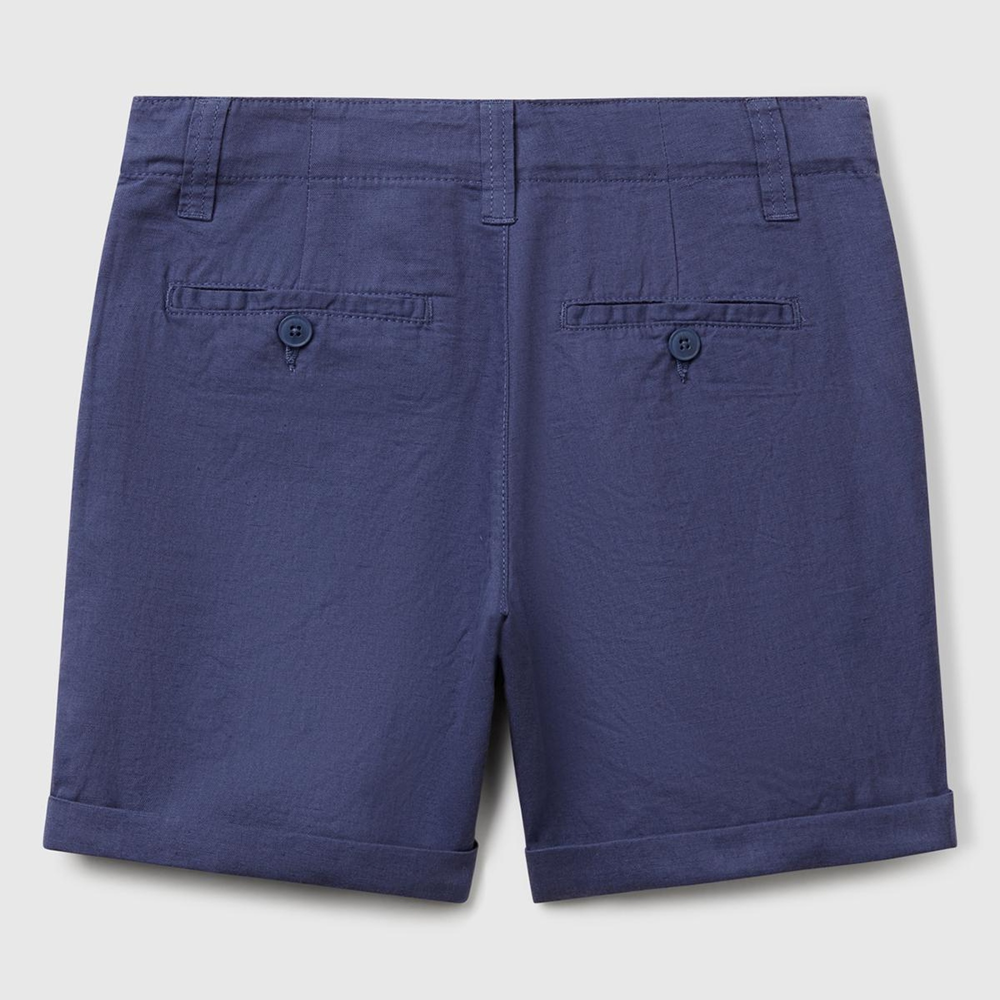 Erkek Çocuk Lacivert Paçası Kıvrılmış Regular Fit Bermuda Şort