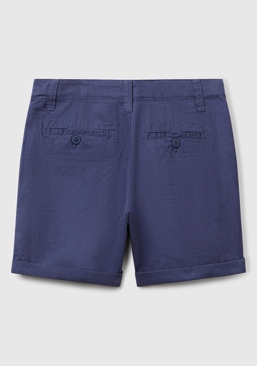  Erkek Çocuk Lacivert Paçası Kıvrılmış Regular Fit Bermuda Şort