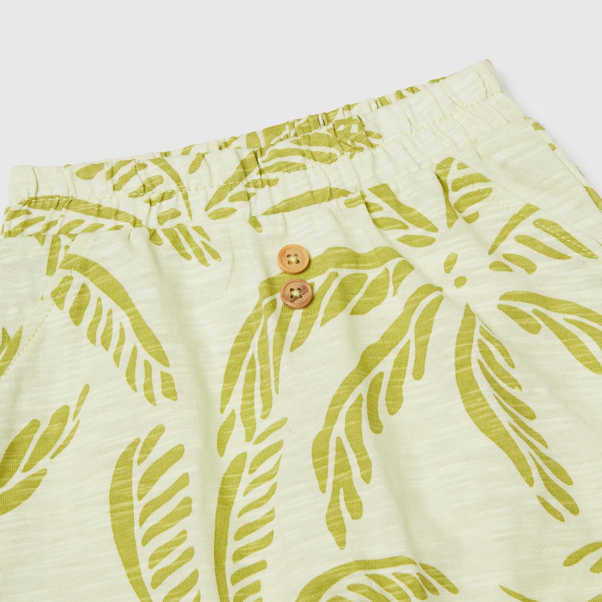 Bebek Yeşil Baskılı Kimono Kollu T-Shirt ve Tamamı Desenli Şort Takım