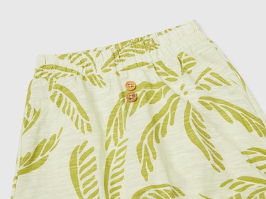  Bebek Yeşil Baskılı Kimono Kollu T-Shirt ve Tamamı Desenli Şort Takım