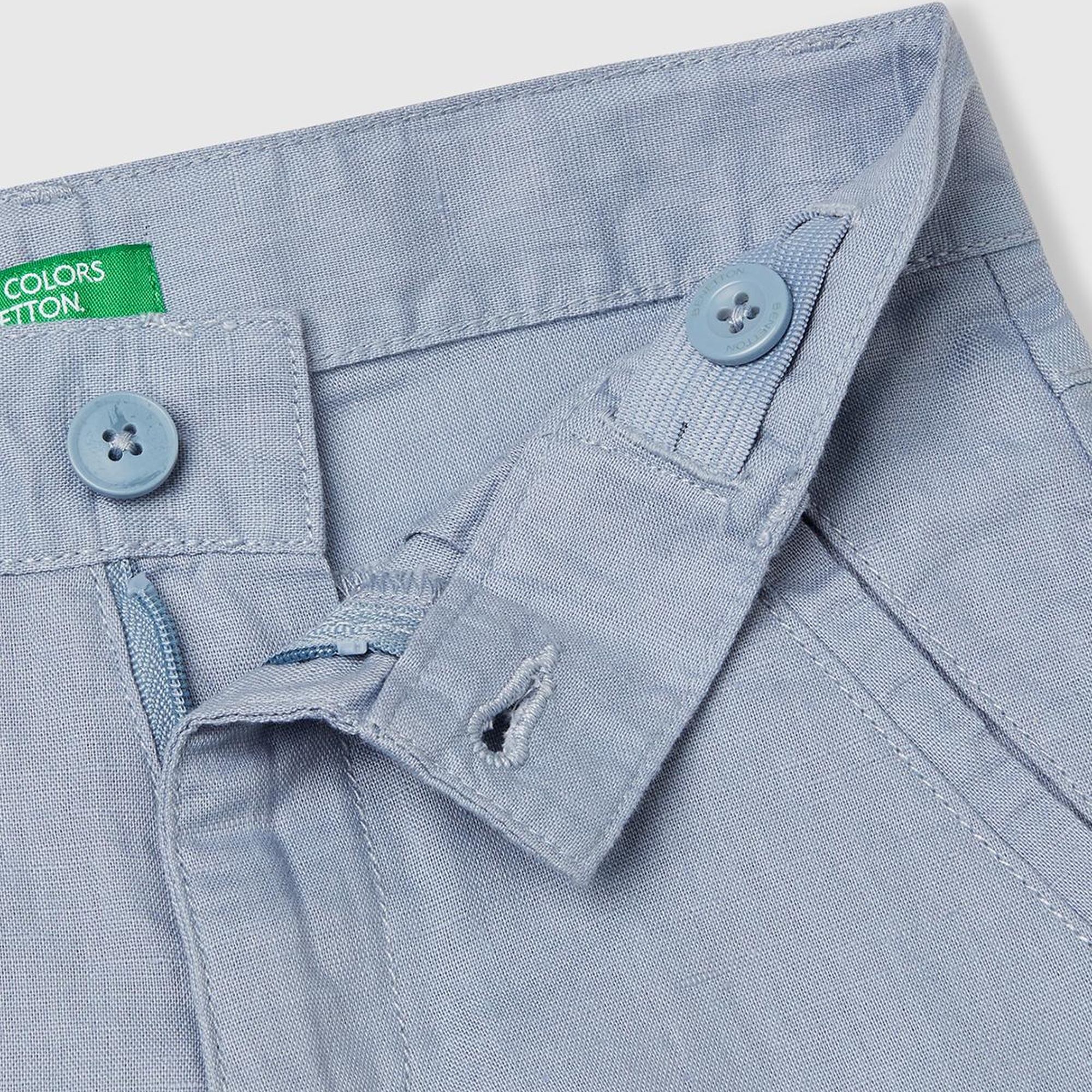 Erkek Çocuk Mavi İşlemeli Logo Detaylı Cepli Bermuda Şort