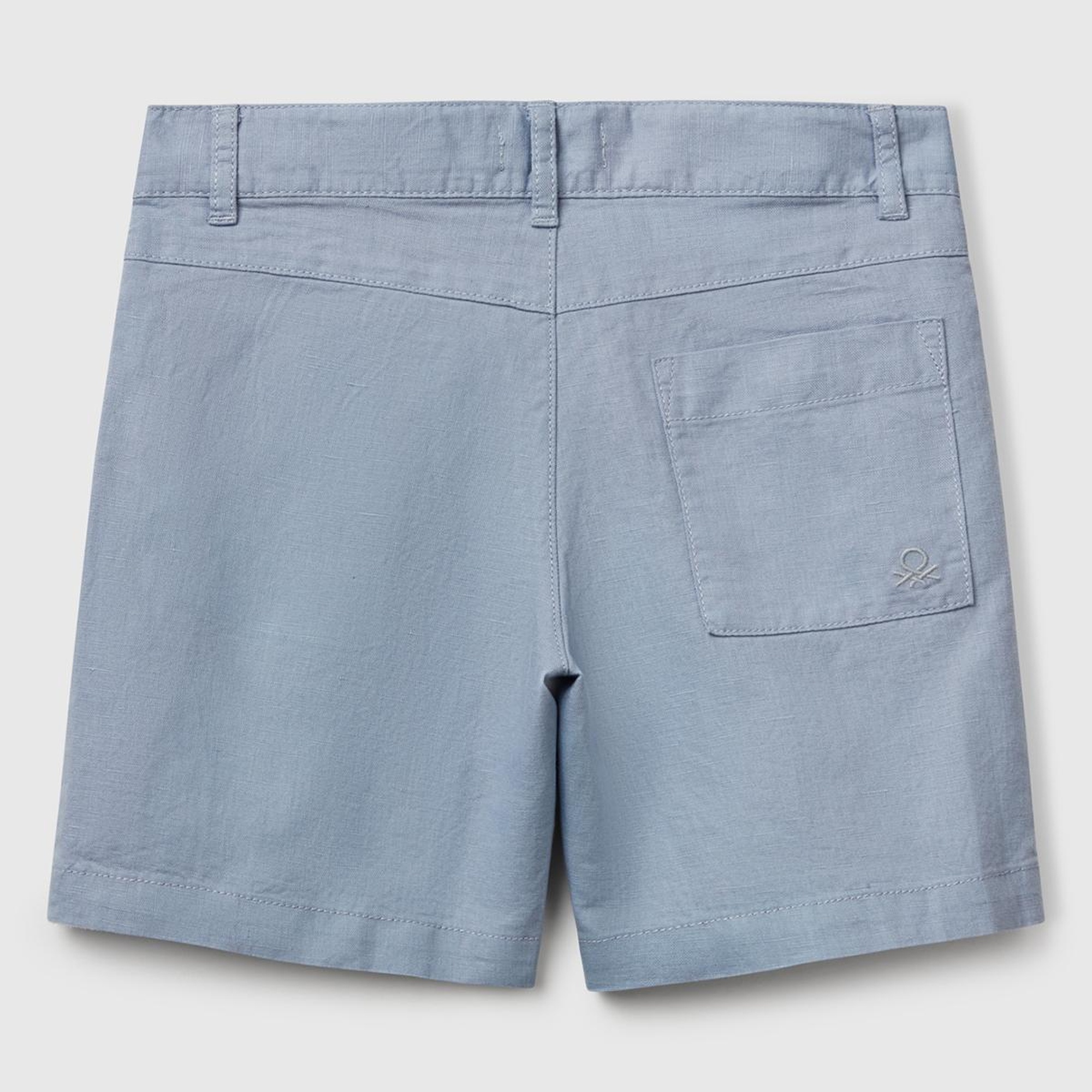 Erkek Çocuk Mavi İşlemeli Logo Detaylı Cepli Bermuda Şort