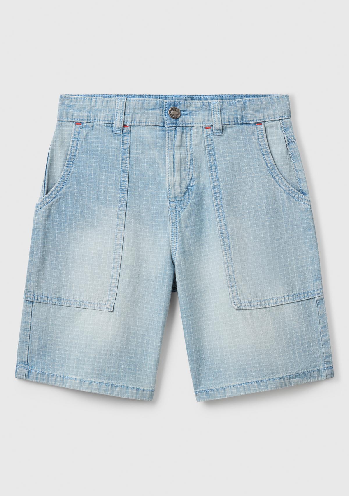  Erkek Çocuk Açık Denim Büyük Cep Detaylı Arka Bel Bandı Etiketli Denim Bermuda Şort