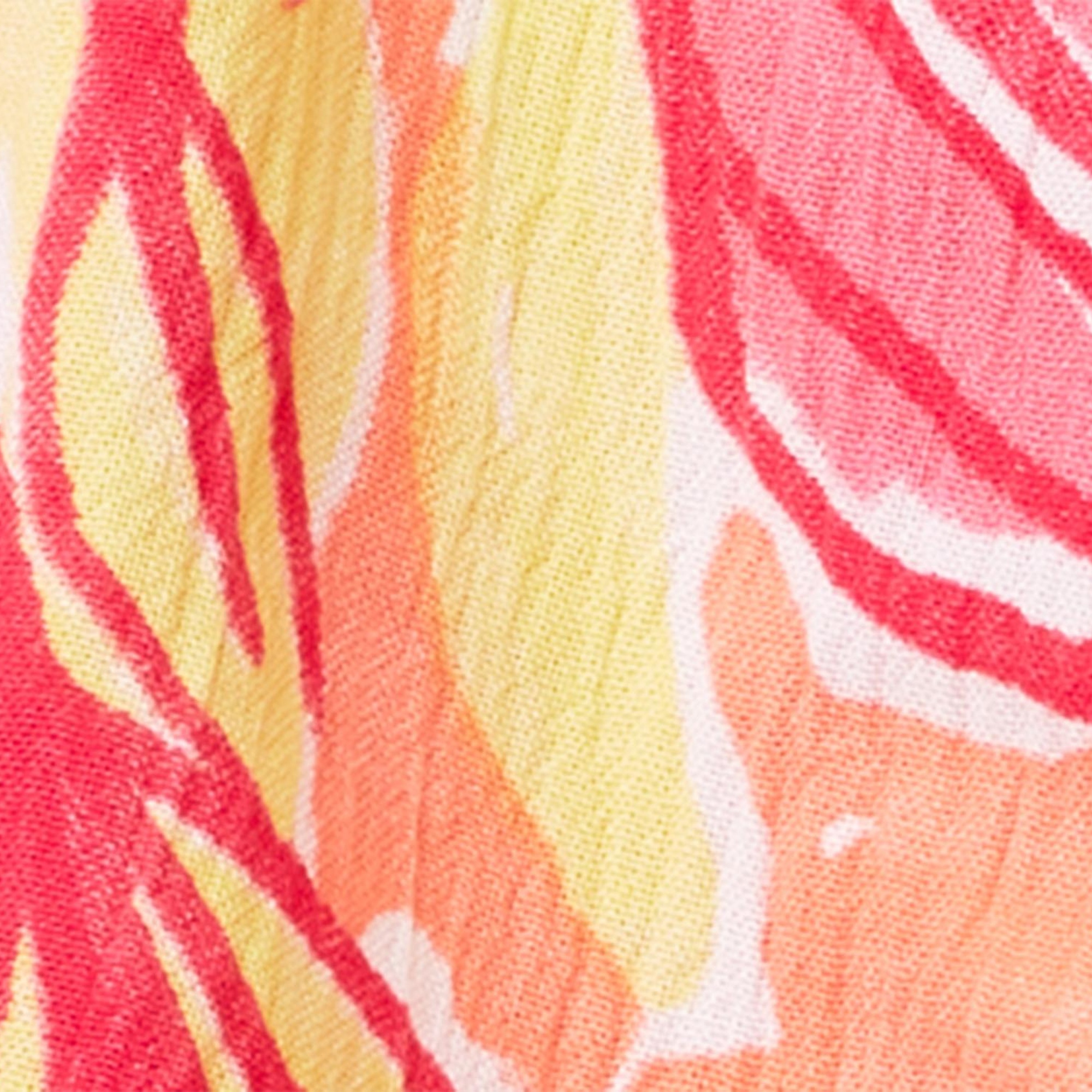 Kız Çocuk Turuncu %100 Viskoz Desenli Beli Lastikli Asimetrik Kloş Etek