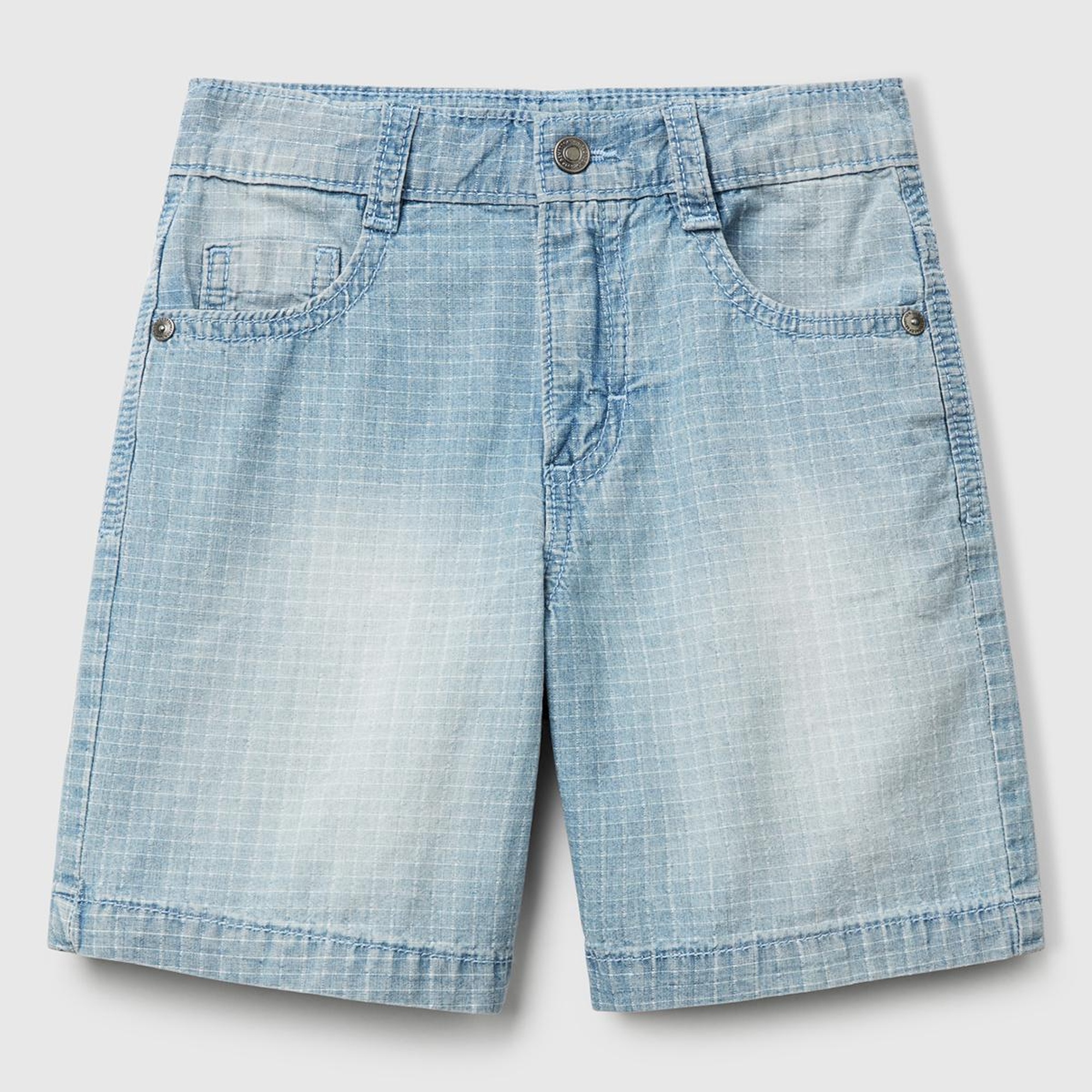 Erkek Çocuk Açık Denim Arka Cebi Logo Etiket Detaylı Denim Bermuda Şort